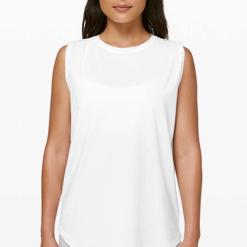 Lululemon Organic Cotton Crewneck Tank Top muscle tee Bone embroidered logo